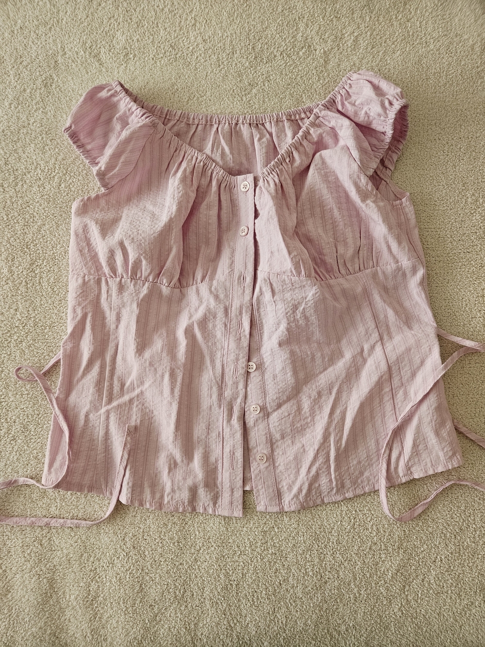Women's Pink Button-Front Sleeveless Blouse Back Tie Size XS
